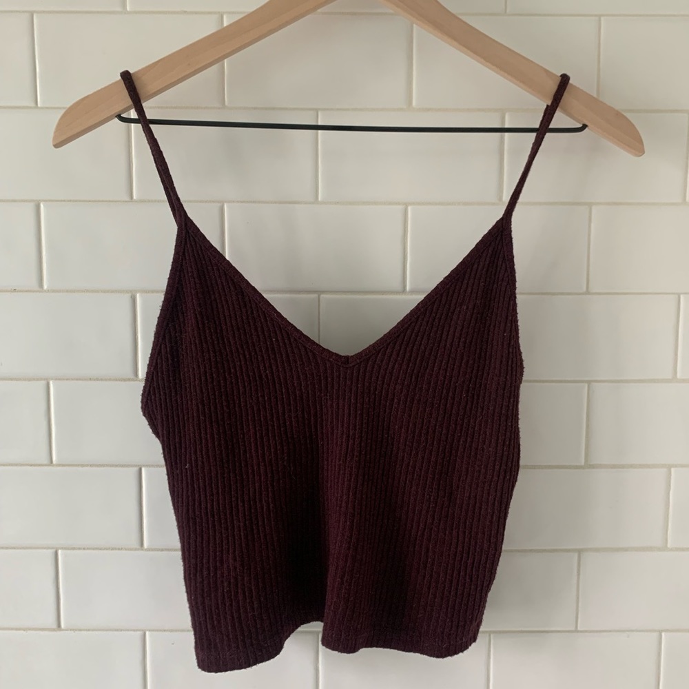brandy burgundy knit tank top